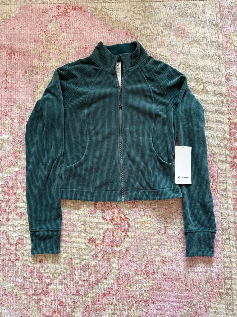 NWT lululemon athletica Women's Scuba Track Jacket Velvet Cord - Storm Teal
